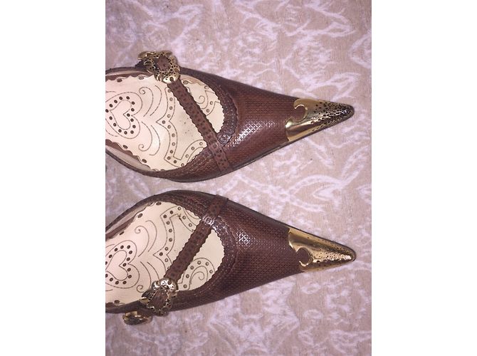 Décolleté Gianmarco Lorenzi in pelle marrone - vista 4