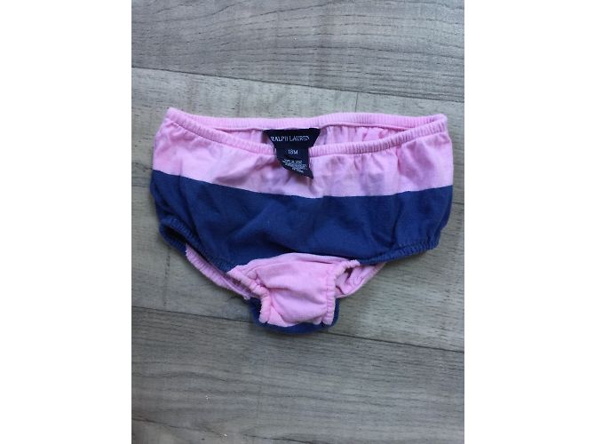 Ralph Lauren Mädchen Kleid und Höschen Set Baumwolle Rosa Marine 18m Pink Weiß Marineblau - Ansicht 4