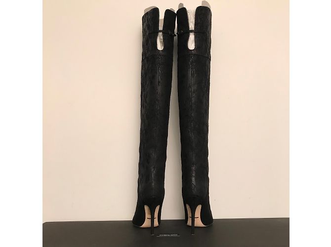 Stivali alti Dolce & Gabbana in pelle nera Nero - vista 3