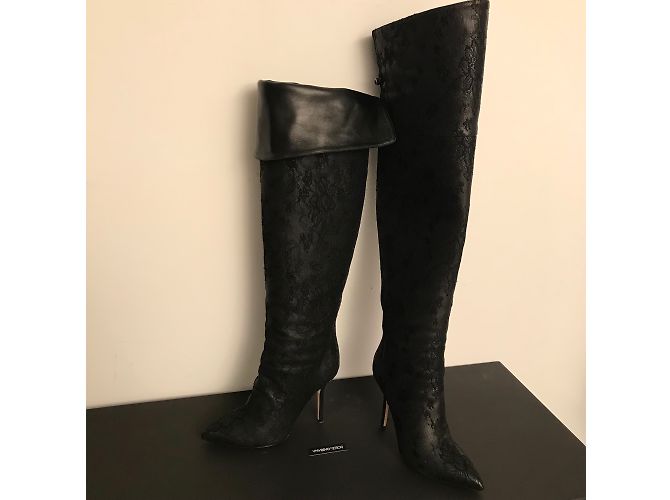 Stivali alti Dolce & Gabbana in pelle nera Nero - vista 4