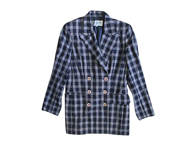 Carven Printed Blazer Jacket Blue Wool Size 38 - view 2