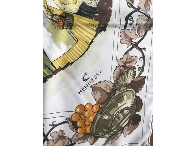 Hermès Les Vendanges Marrom Laranja Cru Caqui Amarelo Creme Fora de branco Verde escuro - vista 3