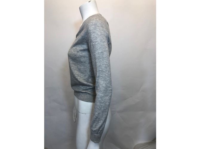 Suéter Eric Bompard de cashmere cuello de pico beige y gris - vista 6