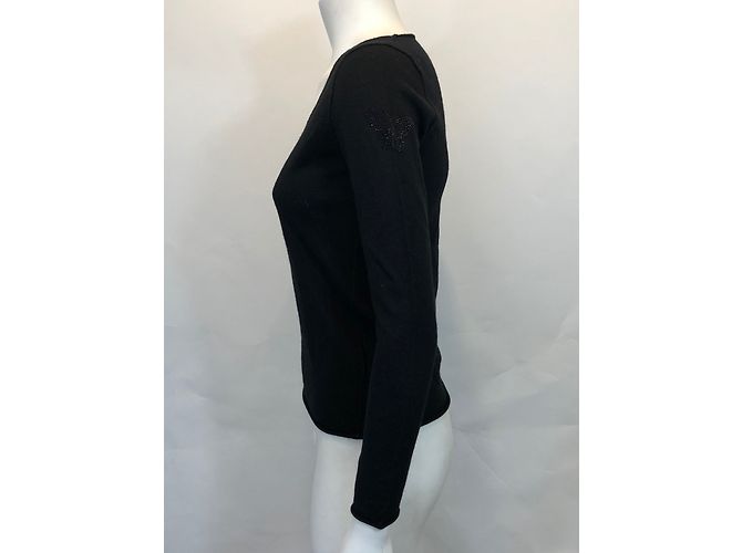 Maglione Zadig & Voltaire Nero in Lana Merino con Ricamo Farfalla XS - vista 5