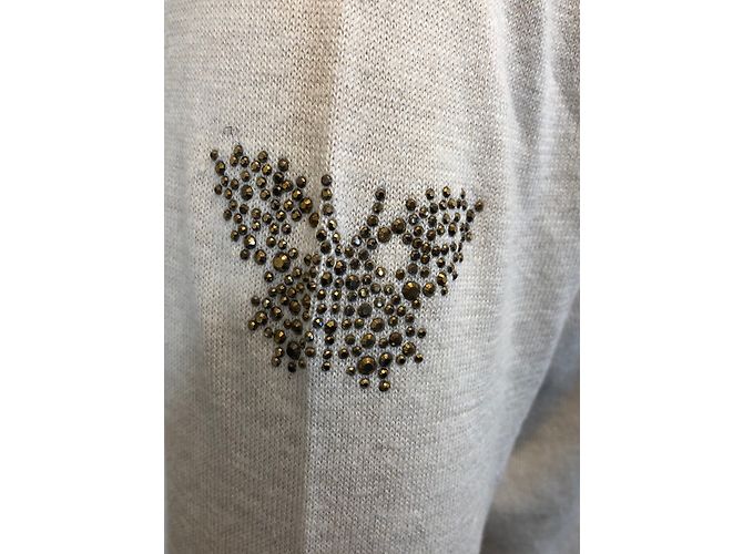 Zadig & Voltaire Pullover V-Ausschnitt cremeweiß Seide Baumwolle XS Roh - Ansicht 4
