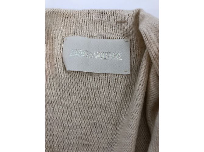 Zadig & Voltaire Pullover V-Ausschnitt cremeweiß Seide Baumwolle XS Roh - Ansicht 8