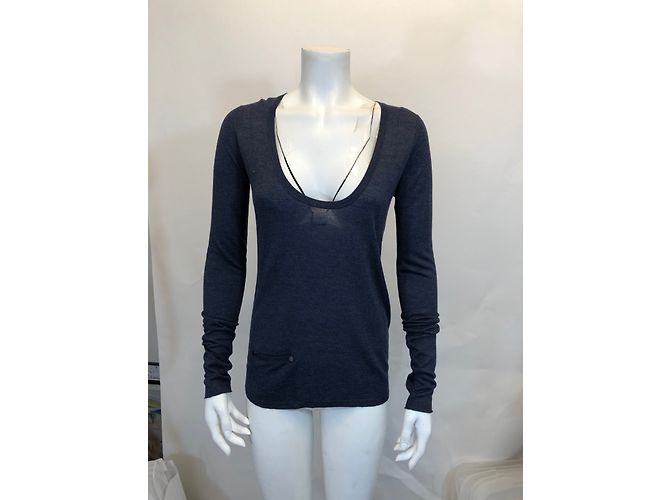 Zadig & Voltaire Pull bleu col V en cachemire et viscose S - vue 2