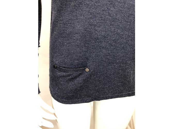 Zadig & Voltaire Pull bleu col V en cachemire et viscose S - vue 6