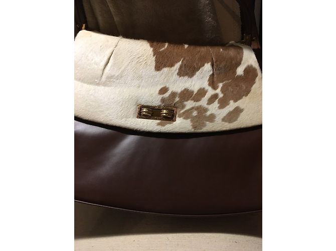 Autre Marque Borsa a mano in pelle marrone e bianca Bianco - vista 3
