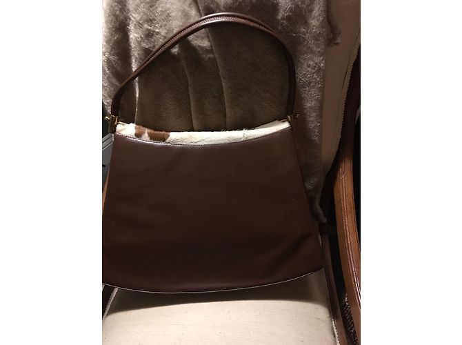 Autre Marque Borsa a mano in pelle marrone e bianca Bianco - vista 5