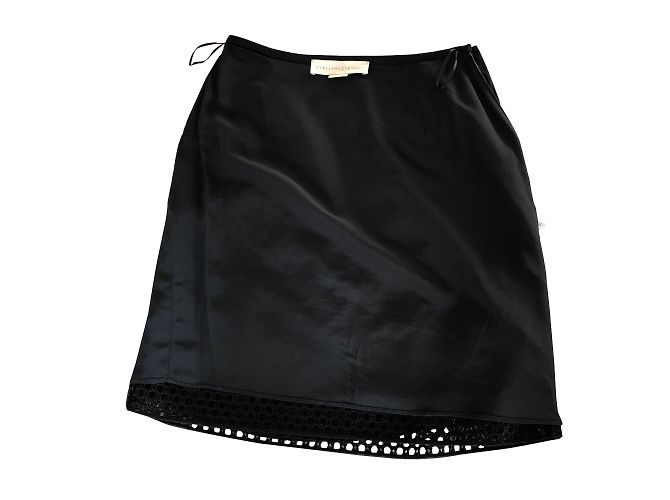 Falda Stella Mc Cartney negra de rayón con encaje macramé Negro - vista 2
