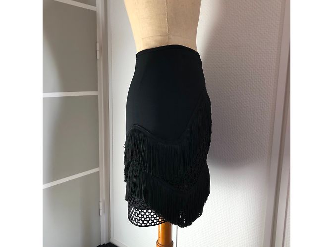 Falda Stella Mc Cartney negra de rayón con encaje macramé Negro - vista 3