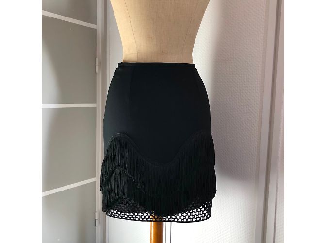 Falda Stella Mc Cartney negra de rayón con encaje macramé Negro - vista 4