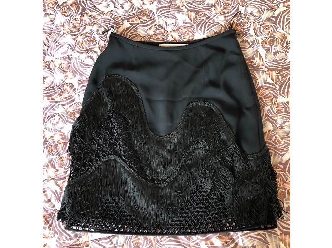 Falda Stella Mc Cartney negra de rayón con encaje macramé Negro - vista 7