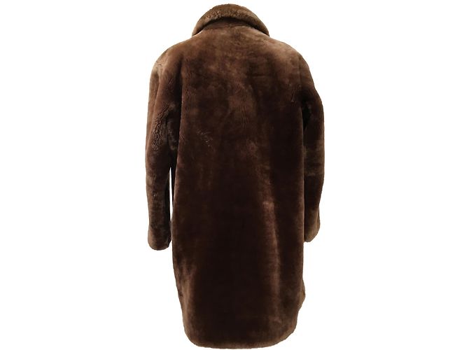 Vintage Oversized Fur Coat Brown Golden Sheep - view 2