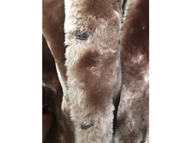 Vintage Oversized Fur Coat Brown Golden Sheep - view 4