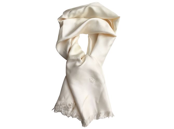 Bufanda Dior de seda blanca crema Blanco Crudo Blanco roto - vista 2