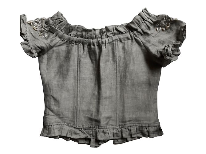 Autre Marque Bustier con perle bianche e ricamo Grigio - vista 2