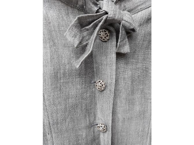 Autre Marque Bustier con perle bianche e ricamo Grigio - vista 3