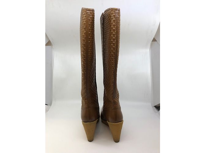Stuart Weitzman Caramel Woven Leather Knee High Boots - view 5