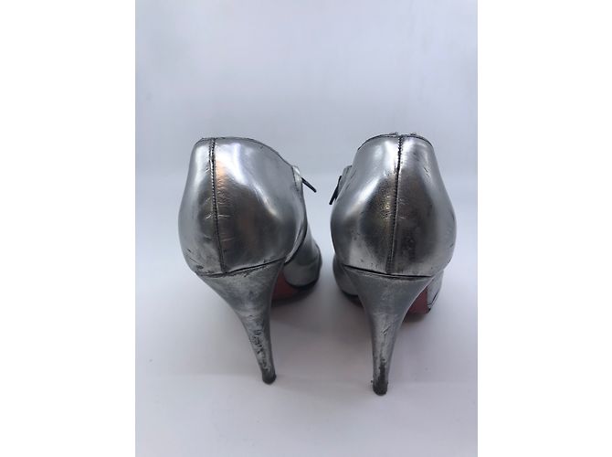 Stivaletti Christian Louboutin Argento Pelle 38FR - vista 7