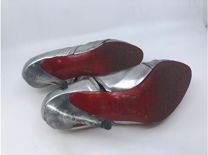 Stivaletti Christian Louboutin Argento Pelle 38FR - vista 8