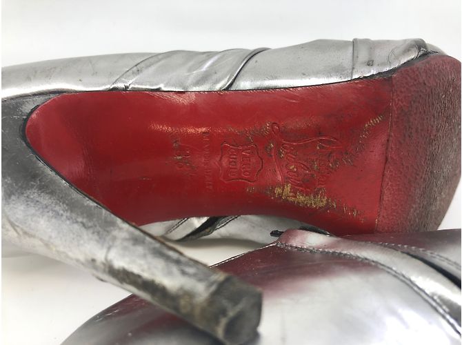 Stivaletti Christian Louboutin Argento Pelle 38FR - vista 9