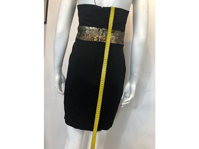 Robert Rodriguez Trägerloses Kleid aus schwarzer Seide mit Pailletten - Ansicht 10