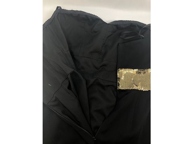Robert Rodriguez Trägerloses Kleid aus schwarzer Seide mit Pailletten - Ansicht 14