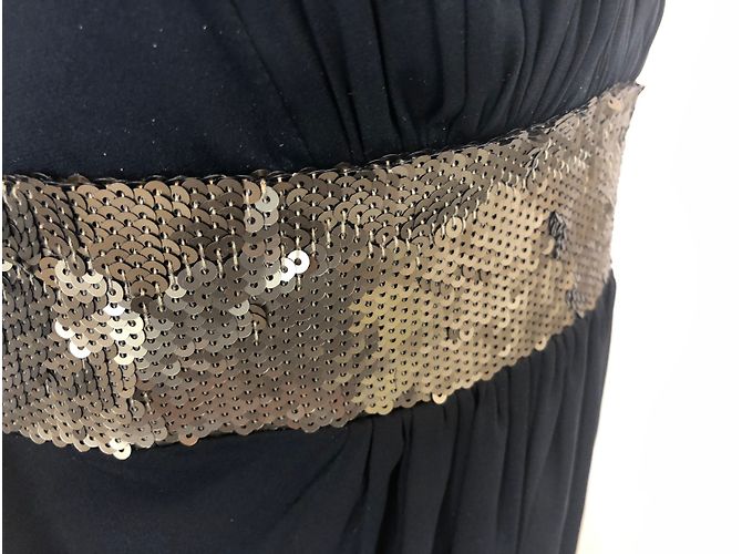 Robert Rodriguez Trägerloses Kleid aus schwarzer Seide mit Pailletten - Ansicht 6
