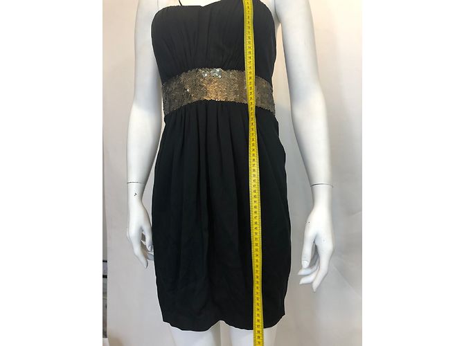 Robert Rodriguez Trägerloses Kleid aus schwarzer Seide mit Pailletten - Ansicht 8