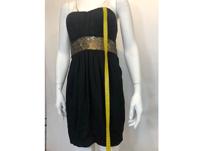 Robert Rodriguez Trägerloses Kleid aus schwarzer Seide mit Pailletten - Ansicht 9