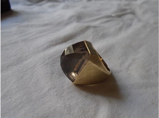 Autre Marque Anello in oro giallo 18k guilloché con quarzo bruciato D'oro - vista 3