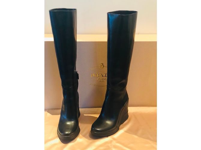 Botas Prada de cuero negro 39.5 IT - vista 5