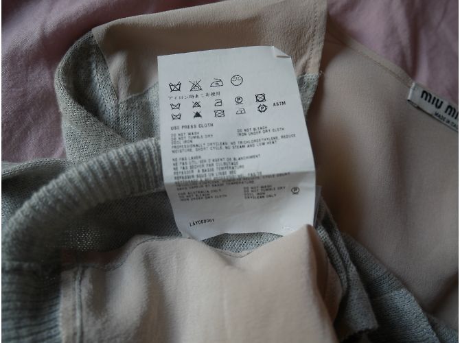 Cardigan Miu Miu de seda e algodão rosa e cinza - vista 6