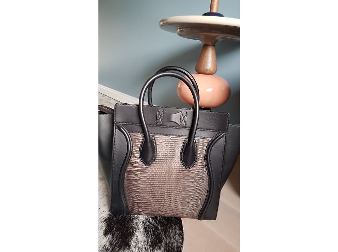 Borsa a mano Céline in pelle di lucertola nera Nero - vista 2
