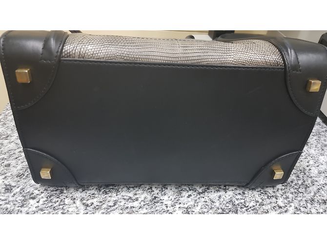 Borsa a mano Céline in pelle di lucertola nera Nero - vista 5