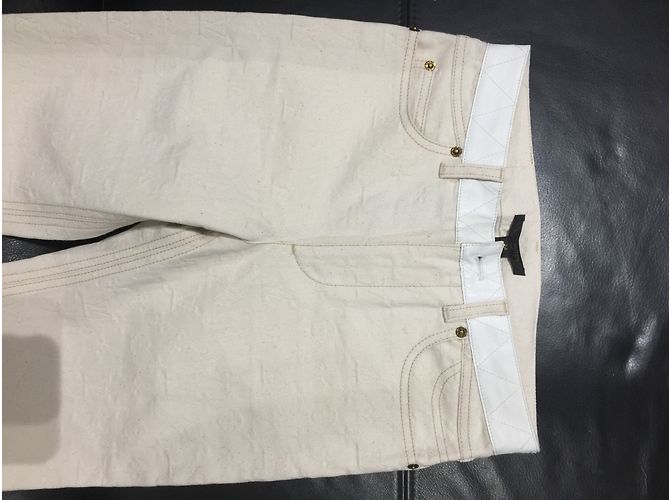 Jeans Louis Vuitton Eggshell in denim 34 Bianco sporco - vista 2
