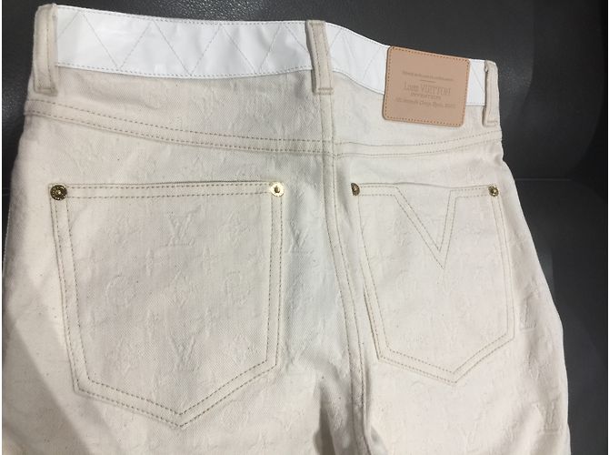 Jeans Louis Vuitton Eggshell in denim 34 Bianco sporco - vista 4