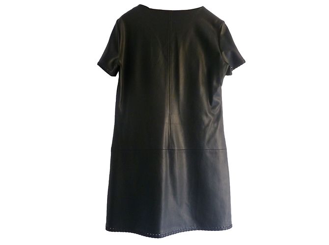 Zara Kleid in A-Linie aus schwarzem Kunstleder - Ansicht 2