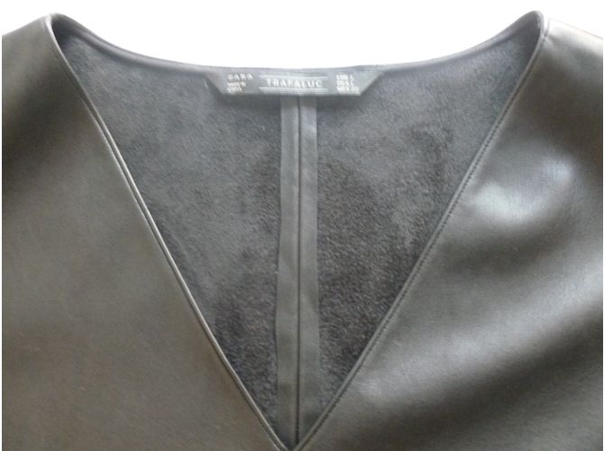 Zara Kleid in A-Linie aus schwarzem Kunstleder - Ansicht 7