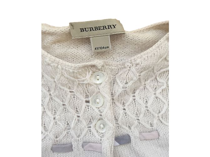 Cardigan Burberry en cachemire couleur eggshell Blanc cassé - vue 3