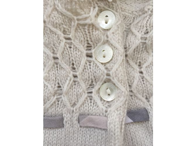 Cardigan Burberry en cachemire couleur eggshell Blanc cassé - vue 4