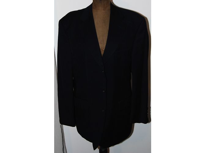 Yves Saint Laurent Wool Suit Jacket Navy Blue - view 3