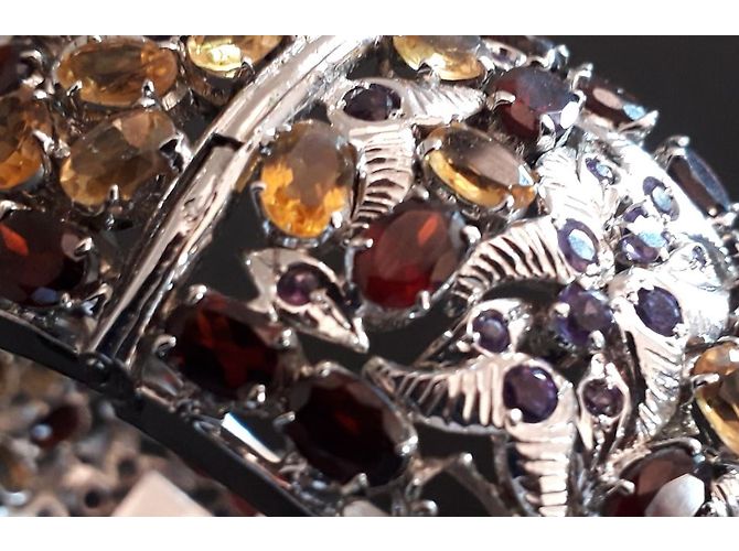 Autre Marque Bracciale in argento 925 rodiato e pietre semi preziose - vista 4
