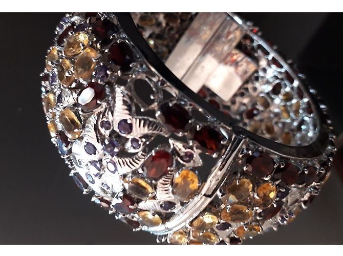 Autre Marque Bracciale in argento 925 rodiato e pietre semi preziose - vista 5