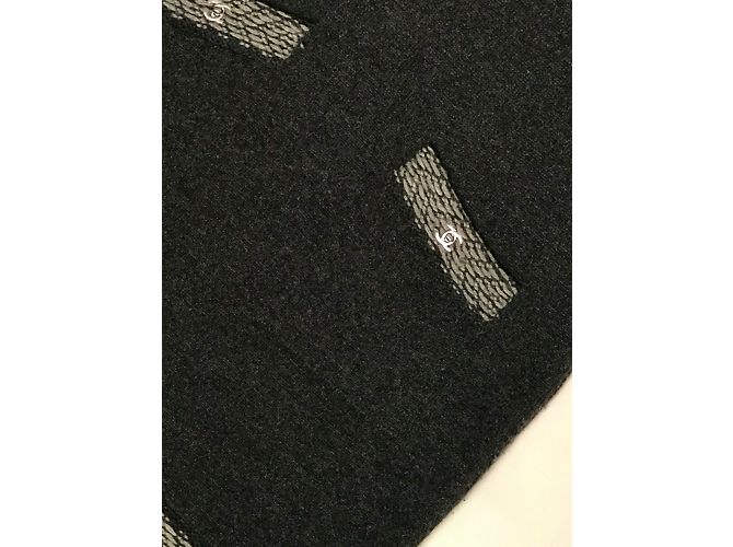 Chanel CC-Logo-Verschlüsse aus 100% Kaschmir Grau - Ansicht 3