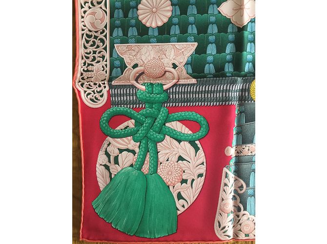 Hermès Square Hermes 90 cm Samurai Stampa Aline Honoré Multicolore - vista 4