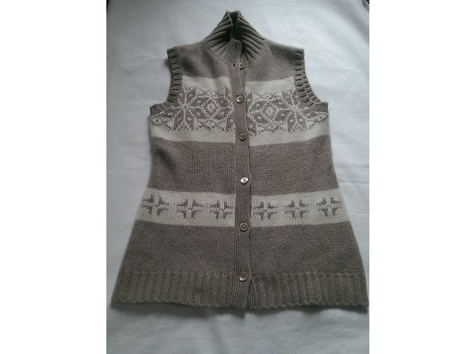 Autre Marque Strickjacke aus Kaschmir in Beige und Cremeweiß gemustert Aus weiß - Ansicht 2