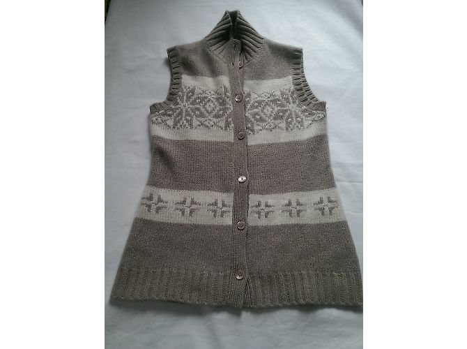 Autre Marque Strickjacke aus Kaschmir in Beige und Cremeweiß gemustert Aus weiß - Ansicht 3